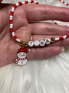 Personalized snowman enamel charm Christmas necklace. 3mm seed bead , gold plated beads , enamel charm and hardware. I can adjust size this one is approximately 20 inches long. Christmas Necklace, Seed Bead Necklace, Enamel Charms, Christmas Jewelry, Bead Necklace, Seed Bead, Seed Beads, Beauty Book, Beaded Necklace