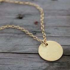 Gold Coin Necklace, 16k GOLD Over Sterling Silver Disc, Gold filled Chain, Reese Witherspoon's Neckl Simple Gold Brass Jewelry, Simple Gold Nickel-free Necklace, Simple Gold Round Disc Necklaces, Simple Gold Round Disc Necklace, Simple Gold Charm Necklace With Round Disc, Gold Teardrop Pendant Necklace, Nickel Free, Simple Handmade Gold Necklaces, Simple Handmade Gold Necklace, Celebrities Jewelry