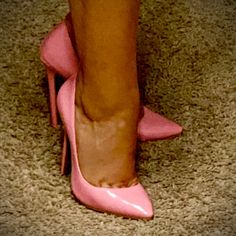 Size 6. New Out Of The Box. Pink Leather Heels With Wrapped Heel, Chic Pink High Heel Court Shoes, Chic Pink Almond Toe Heels, Chic Pink Closed Toe Court Shoes, Pink Leather Party Heels, Chic Pink Court Shoes With 4-inch Heel, Pink Closed Toe Court Shoes With 4-inch Heel, Pink Leather Heels With Deep Heel Cup, Pink Pointed Toe Heels With Reinforced Heel