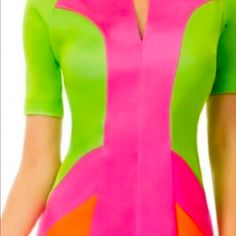 New With Tag. Gretchen Scott Jersey Color Block Dress. Size Shrimp (Xxs). Bright Pink, Green, And Orange. Short Sleeve. Mini Dress 35” Length. 8” Sleeve. Split V-Neck. 4” Hem. Contrast Panels. 97% Polyester/3%Elastane. Color Block Dress, Block Dress, Short Sleeve Mini Dress, Colorblock Dress, Jersey Dress, Orange Pink, Green And Orange, Bright Pink, Color Block