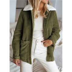 100% Polyester Faux Fur Lining Button Closure Hand Wash Only Womens Corduroy Coat Is Made With High-Quality Fabric. Soft, Lightweight And Comfortable To Wear Feature: Corduroy Fabrication, Sherpa Lining, Solid Color, Lapel Collar, Front Button Closures, Front Ruffle Pockets, Ruffle Wrists, Boyfriend Style, Loose Fit Jackets Green Button-up Outerwear With Double Button Closure, Plaid Trench Coat, Orange Coat, Oversized Trench Coat, Tan Coat, Grey Trench Coat, Corduroy Coat, Classic Trench Coat, Wool Trench Coat