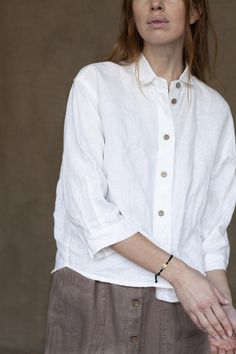 WHITE BLOUSE PALINA Oversized Linen Blouse Drop Shoulder | Etsy Effortless White Button-up Blouse, White Linen Top With Buttons, White Linen Tops With Buttons, White Linen Blouse With Buttons, White Linen Blouse With Button Cuffs, White Linen Button-up Blouse, White Linen Shirt With Buttons, White Linen Button-up Top, White Linen Shirt With Button Cuffs