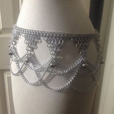 Gothic Silver Metal Chain Belt, Silver Waist Chain For Festivals, Silver Chain Belt For Festivals, Silver Metal Chain Belt For Festivals, Chainmail Belt, Chainmail Skirt, Boho Belt, Goddess Jewelry, Collar Chain