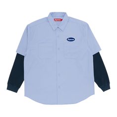 Find SUPREME Thermal Sleeve Work Shirt 'light on Editorialist. Supreme Thermal Sleeve Work Shirt 'Light Blue' Light Blue Short Sleeve Shirt For Work, Blue Relaxed Fit Short Sleeve Shirt For Work, Blue Short Sleeve Shirt For Workwear, Work Shirts, Mens Outerwear, Top Brands, Light Blue, Luxury Fashion, Blue