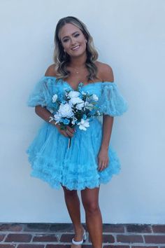 Off the Shoulder Pink Ruffles Tulle Homecoming Dress Strapless Off Shoulder Summer Homecoming Dress, Summer Strapless Off Shoulder Homecoming Dress, Off-shoulder Ruffled Prom Dress, Prom Season Puff Sleeve Dress With Ruffles, Off-shoulder Mini Dress For Homecoming And Prom Season, Puff Sleeve Ruffle Dress For Prom Season, Off-shoulder Mini Dress For Homecoming Prom Season, Off-shoulder Bridesmaid Dress With Ruffles, Homecoming Dresses With Ruffles And Short Sleeves