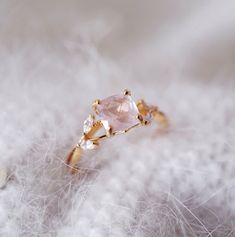 Diana Ring, Pink Stone Rings, Ring Halo, Rose Quartz Ring, Promise Rings For Her, Ring Blue, Pink Ring, Quartz Rose, Quartz Ring