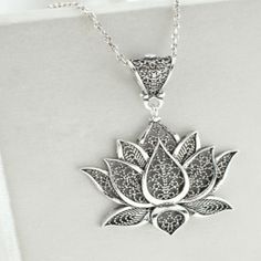 925 Sterling Silver Filigree  of Lotus Flower Art Women Necklace, Personalised Gift, Lotus jewellery, Lotus flower, Best gifts for women, Christmas Gifts, Necklace for Women and Girls, Gift for Her, Minimalist Necklace, Anniversary Gifts, Birthday Gift, Gift for Him, Personalized Gifts, Gift for Mom, Necklace for Women, Silver Necklace, Birthstone jewelry, Bridesmaid Gifts,Groomsmen Gifts,Engagement Gifts,Wedding Gifts, Graduation Gifts, gift for wife, pendant necklace, Necklace For Women,Hallow Lotus Jewelry Design, Spiritual Jewelry For Mother's Day Gift, Spiritual Jewelry Gift For Mother's Day, Spiritual Engraved Jewelry For Her, Spiritual Engraved Jewelry Gift For Her, Spiritual Engraved Jewelry As A Gift For Her, Spiritual Silver Jewelry For Birthday Gift, Flower-shaped Engraved Jewelry As Gift For Her, Bohemian Sterling Silver Flower Necklace