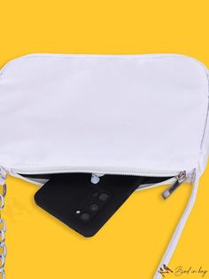 BirdinBag - Stylish Shoulder Bag with Butterfly & Chain Accents White Everyday Bag With Chain Detail, White Chain Shoulder Bag, White Shoulder Bag With Chain For Everyday, White Shoulder Bag With Chain For Daily Use, White Chain Shoulder Bag For Daily Use, White Chain Shoulder Bag For Everyday Use, Casual Everyday Bags With Chain Detail, Casual Everyday Bag With Chain Detail, White Chain Bag For Daily Use