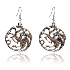 PRICES MAY VARY. ♥This is a very retro punk style dragon earring, very characteristic,full of vigour and vitality, more realistic, worth having ♥Dragon earrings for women jewelry made of hypoallergenic 925 sterling silver, white gold plated,tarnish-resistant,nickel-free, lead-free,cadmium-free, and does not contain any allergic element,it won't change color and get dark for lifetime wearing ♥Dragon pendant perfect for any gift-giving occasions.ideal birthday gifts, anniversary gifts, Christmas g Game Of Thrones Earrings, Targaryen Earrings, Dragon Earring, Game Of Thrones Targaryen, Dragon Gifts, Treasure Games, Dragons Gift, Dragon Earrings, Retro Punk