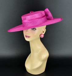 #ad Premium M23156 ( Fuchsia )Medium Flat Brim Sinamay hat for Kentucky Derby Wedding, Womens Accessories Kentucky Derby Wedding, Easter Hat, Sinamay Fascinator, Royal Ascot Hats, Sinamay Hats, Easter Hats, Ascot Hats, Hat Wedding, Church Hat