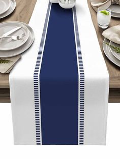 PRICES MAY VARY. ✭Modern Stripes Table Runner for Tabletop: Measures 13"x70", appropriate for table that can seat 4-6 people. ✭Quality: Our table runners are made of cotton linen,durable,lightweight,not easily loose thread,heat insulation to protect your table and easy to carry or store. ✭Beautifully Printed: Our table runners are printed in high definition,with full colors and clear patterns. They look relaxed and comfortable on the table,bring wonderful allure, perfectly complements and decora Navy Blue Table Runner, Table Runner For Wedding, Farmhouse Table Runner, Coffee Table Runner, Dining Table Cloth, Blue Table Runner, Farmhouse Table Runners, Table Runner Size, Striped Table Runner