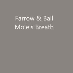 the words farrow and ball mole's breath are in white letters on a gray