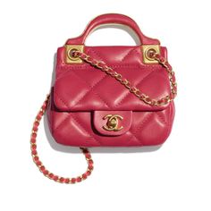 Chanel 21a Pink Mini Flap Card Holder With Chain Handle Shoulder Crossbody Bag ********** Chanel ********** Brand: Chanel Size: Mini (4.3 X 3.9 X 1.2) Name: Flap Card Holder With Classic Chain Color: Dark Pink Style: Handle / Crossbody Bag Style #: Ap2271 B05832 Nc633 Collection: 21a Material: Calfskin Leather Top Handle Metal Strap Dark Pink (Raspberry) Quilted Calfskin Leather Material Iconic Cc Logo At The Front Flap Front Closure Gold Tone Hardware Single Chain Strap With 21 Inch Drop (11 In Chanel Vanity Case, Pink Raspberry, Chanel Brand, Bag Chanel, Chanel Mini, Purse Gift, Pink Chanel, Metal Straps, Pink Style