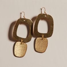 Vintage Gold Maras Nickel And Suede, Gold Leather, Organic Shapes, Leather Earrings, Metallic Gold, The Vintage, Vintage Gold, Statement Earrings, Gold Metal