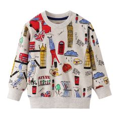 Boys Long Sleeve Sweatshirts - Momorii Girls Outwear, Children Boy, Printed Sweatpants, Hoodie And Sweatpants, Cartoon Outfits, Dinosaur Kids, Boys Long Sleeve, Boys Casual, Boys Shirts