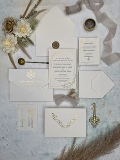 the wedding stationery is laid out and ready to be used