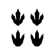 four black leaves are shown in the shape of three different shapes on a white background