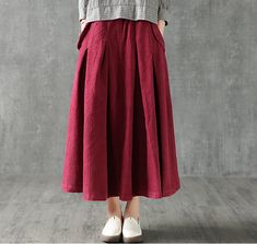 Casual Cotton linen loose fitting Women's Skirts