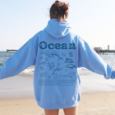 Ocean Inspired Style Shark Hoodie If you love the design but you like to see it on a different type of clothing, please visit our shop or just send us a message!  ⭐️ Sizes & Fit * Unisex Hoodie Sweatshirt, boxy fit (Gildan brand), runs like men's, but is not overly large  * Please refer to the size chart in the photos for details * We suggest going 2 or 3 sizes UP from your typical size for an oversized fit * If you are between sizes, we suggest going with the larger size Please be aware that it Vsco Style Long Sleeve Hoodie With Letter Print, Oversized Long Sleeve Vsco Hoodie, Long Sleeve Hoodie For Beach In Fall, Casual Blue Hoodie For Beach, Casual Hoodie For Beach In Fall, Relaxed Fit Hooded Sweatshirt For Beach, Casual Beach Hoodie For Fall, Casual Fall Beach Hoodie, Beach Hoodie With Letter Print