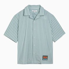 Ice Blue Striped Cotton Shirt From Maison Kitsune Featuring Short Sleeves, A Front Button Placket, A Straight Hem And A Patch On The Front. Model Wears Size L Model Measurements: Height: 185 Cm Chest: 100 Cm Waist: 83 Cm Hips: 92 Cm Size Type: Int Material: Cotton Sku: 2f-Mm00402wc2048/O_kit-S409_323 Welcome To The Official Luosophy Poshmark Closet! Luosophy Is A Luxury Brand Reselling Company Founded In San Diego, Ca From 2016. All Our Products Are Imported From Italy And Sold In The Usa. We Do Blue Summer Shirt With Placket, Light Blue Cotton Short Sleeve Shirt For Summer, Light Blue Casual Top With Placket, Casual Light Blue Top With Placket, Casual Shirt With Striped Spread Collar, Blue Short Sleeve Shirt With Camp Collar For Spring, Light Blue Collared Camp Shirt For Summer, Summer Light Blue Collared Camp Shirt, Blue Button-up Camp Shirt For Spring