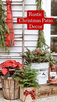 rustic christmas patio decor on the front porch