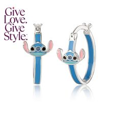 in stock Stitch Gifts, Stitch Blue, Disney Earrings, Stitch Jewelry, Button Nose, Enamel Plate, Stitch Gift, Baddie Tips, Disney Lilo