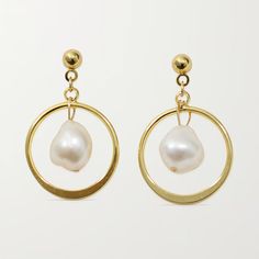 The Girona Earrings · MONTSERRAT New York Jewelry Staples, Versatile Jewelry, Fresh Water Pearls, Boy Accessories, White Freshwater Pearl, Water Pearls, St Tropez, Classic Jewelry, Gold Hoops