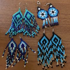 Makes Your Ears Sexy And Sparkling! One Pair For $17 Or 2 For $30 Blue Beaded Fringe Earrings For Jewelry Making, Adjustable Blue Earrings With Black Beads, Adjustable Blue Beaded Fringe Earrings, Blue Beaded Fringe Dangle Jewelry, Turquoise Earrings With Beaded Fringe, Blue Dangle Earrings With Black Beads, Blue Dangle Jewelry With Black Beads, Blue Bohemian Beaded Earrings With Black Beads, Bohemian Blue Beaded Earrings With Black Beads