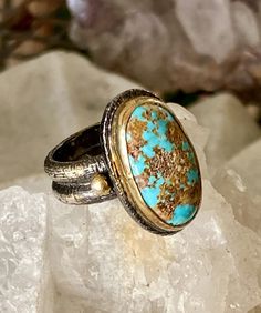 Beautiful Sterling Silver Gold Matrix Turquoise Vintage Ring Dragons Breath Opal, Vintage Cuff Bracelet, Sterling Silver Rings Turquoise, Solitaire Rings, Usa Jewelry, Turquoise Ring Silver, Silver Dragon, Sterling Silver Filigree, Antique Necklace