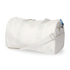 a white duffel bag on a white background