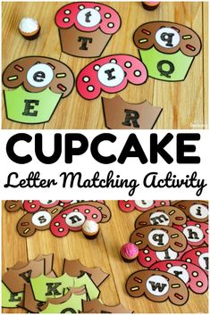 cupcake letter matching activity for kids to practice letters and numbers with their own hands