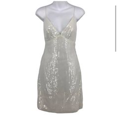 Amsale Little White Dress 6 Sequin Empire V-Neck Sleeveless Open Back Mini Nwt $495 Condition: New With Tags. 16" Pit To Pit 28" Waist 32" Hips 37" Length (Nwt 121622-Ee1-5-Kr-Ms Elegant White Sleeveless V-neck Dress, Glamorous White Sleeveless Dress For Evening, White Fitted V-neck Cocktail Dress, White Glamorous Sleeveless Dress For Party, Glamorous White Sleeveless Dress For Party, Glamorous White Sleeveless Party Dress, White V-neck Summer Cocktail Dress, Glamorous White Sleeveless Summer Dress, White Lined Sleeveless Party Dress