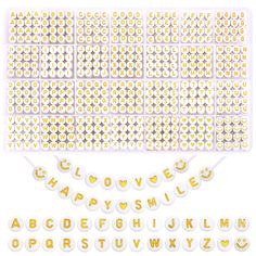 the letters and numbers are made out of plastic material with gold foil on them,