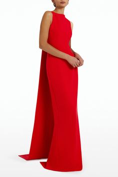 Celestia Dress – Marissa Collections Tulle Red Dress, Red Long Dress, Column Skirt, Crepe Gown, Long Red Dress, What To Wear To A Wedding, Full Length Dress, Dresses Red, Long Tail