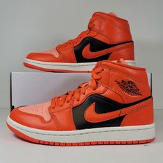 Up For Grabs Are The Nike Air Jordan 1 Mid Se Orange Black Shoes Dm3381-600 Womens Size 7 Sneakers. Brand New With Box But No Lid And Never Worn. Thanks Orange Cushioned Sneakers For Sports, Casual Orange Mid-top Custom Sneakers, Orange Basketball Shoes With Contrast Sole For Streetwear, Casual Orange Jordan Shoes, Orange Lace-up High-top Sneakers With Rubber Sole, Orange Lace-up High-top Sneakers, Orange Low-top Jordan Shoes With Cushioned Footbed, Orange Mid-top Basketball Shoes For Streetwear, Orange High-top Sneakers With Contrast Sole