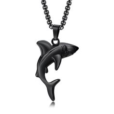 PRICES MAY VARY. [ Shark Pendant Necklace ]: This Shark Pendant Necklace for Men is a great motivational gift and a great keepsake for men. This men's pendant necklace symbolizes harmony between man and nature, symbolizing man's bravery and not being afraid to lose. [ Design Details ]: The men's pendant is exquisitely designed, the appearance is a finely polished shark, three-dimensional shape, solid without hollowing out. Very personal and cool, giving people a brave and fearless feeling. The l Shark Pendant, Surf Necklace, Sea Dog, Megalodon Shark, Shark Necklace, Necklaces For Men, Edgy Accessories, Mermaid Ring, Shark Tooth Necklace