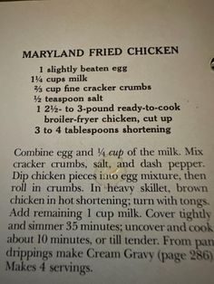 the recipe for maryland fried chicken