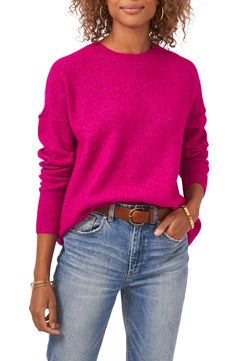 Exposed seams add soft structure to a cozy staple sweater you'll wear on repeat. 23" front length; 24 1/2" back length (size Medium) 73% acrylic, 24% polyester, 3% spandex Hand wash, dry flat Imported Statement Sweater, Exposed Seams, Designer Clothes For Men, On Repeat, Print Pullover, Shoulder Sweater, Crewneck Sweater, Cozy Sweaters, Fast Fashion