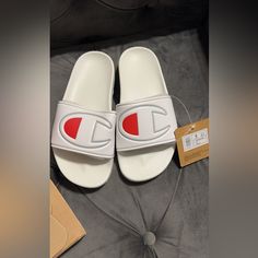 Size 5 Slides Champion Slides, White Slides Sandals, Champion Sneakers, Champion Shoes, Womens Slides Sandals, Champion Brand, Black Slides, Slides Women, Best Running Shoes