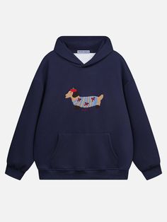 Aelfric Eden Cartoon-Hunde-Kapuzenpullover – Aelfric Eden Summer Y2k Outfits, Y2k Cartoon, Aesthetic Outfits Y2k, Cute Grunge, 90s Y2k Fashion, Dog Embroidery, Aelfric Eden, Navy Outfit, Baby Tees Y2k