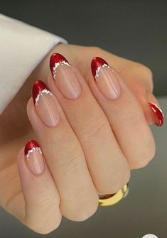 Rudolph Snowman, Red Tip Nails, Red Tips, Nails Holiday, Snowman Snowflake, Cute Christmas Nails, French Nail Designs