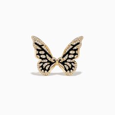 Effy Safari 14K Yellow Gold Diamond Butterfly Ring Diamond Butterfly Ring, Butterfly Jewellery, Diamond Flower Pendant, Ta Ta, Diamond Butterfly, Butterfly Earrings Stud, Wear Necklaces, Butterfly Ring, Effy Jewelry