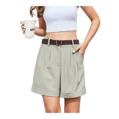 Asklazy Women Fashion 2024 Casual Summer Shorts with Pockets Loose Flowy Shorts Size: M.  Color: Gray.  Gender: female.  Age Group: adult. Summer Dressy Casual, Trouser Shorts, Shorts Comfy, Color Blocking Outfits, Bottom Workout, Work Trousers, Flowy Shorts, Casual Summer Shorts, Tailored Shorts