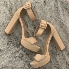 Brand New/Spotless. Cream Colored Platform Heels By Dream Paris. Size 6.5. Retro Buckle. Comfortable With 1” Under Toe And 4” Total Heel. Beige Platform Heels For Night Out, Beige Ankle Strap Heels For Night Out, Beige Heels With Heel Strap For Night Out, Leopard Print High Heels, Ankle Pumps, Cream Pumps, Gold Block Heels, Silver Sparkly Heels, White Block Heels