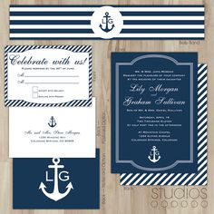 the navy and white wedding suite is ready for guests to get on their boat or ship