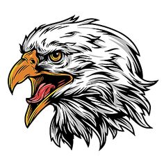 an eagle's head is shown with the words