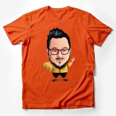 Funny Cartoon Character T-Shirt, Quirky Hand Drawn Style Tee, Unique Illustration Shirt, Casual Streetwear Male T-Shirt Custom graphic T-Shirt.Customize your color Orange Cotton T-shirt With Character Print, Short Sleeve Tops With Character Print For Fans, Orange Crew Neck Top With Character Print, Orange Character Print Short Sleeve Top, Orange Short Sleeve Tops With Character Print, Orange Crew Neck Top For Fans, Orange Short Sleeve Top With Character Print, Funny Short Sleeve Shirt With Character Print, Funny Orange Crew Neck Top