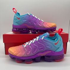 Nike Air VaporMax Plus Fuchsia Dream Crimson Sneakers FD0823-500 Womens Size NEW Multiple Sizes available!  ALL OUR SHOES ARE 100% AUTHENTIC  Box condition will vary. Box may have rips/tears but the shoes are not affected All items are typically shipped within 72 hours of purchase (excluding weekends) to the shipping address on file.  All items come from a clean and smoke free home! Read our feedback and buy with confidence! Your feedback is very important to us. If you had a great experience pl Purple Clothes, Nike Shoes Women Fashion, Air Vapormax Plus, Nike Air Vapormax Plus, Nike Fashion Shoes, Jordan Shoes Girls, All Nike Shoes, Athletic Gear, Cute Nike Shoes