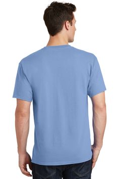 Port & Company ® - Core Cotton Tee. PC54 - LIGHT BLUE - S | Port & Company Core Cotton Top in Light Blue Size Small Custom Tee, Custom Shirt, Neon Blue, Custom Tees, Carolina Blue, Cotton Top, Black Charcoal, Business Fashion, Cotton Tops