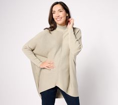 Dolman sleeves, dropped shoulders, and a V-shaped front hem give this sweater its undeniable personality and appeal. From Studio ParkTM x Kerstin Lindquist. Dolman Sleeve Sweater, Collar And Cuff, Sweater Fashion, Dolman Sleeve, Sleeve Sweater, V Shape, 8 Plus, Sweater Outfits, Sweaters & Cardigans